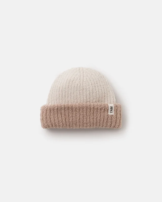 2-Tone Ribbed Beanie - Fuzzy