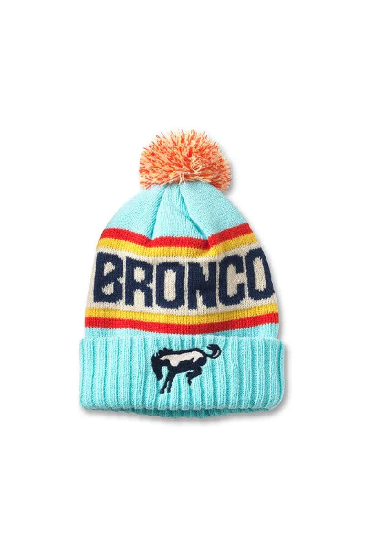 American Needle Bronco Pillow Line Knit Beanie in Light Blue Red