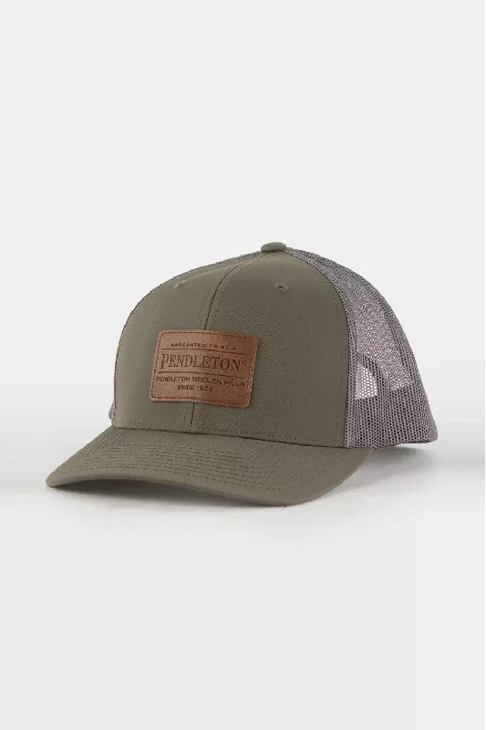 Pendleton Woolen Mills Burnished Patch Trucker Hat in Loden