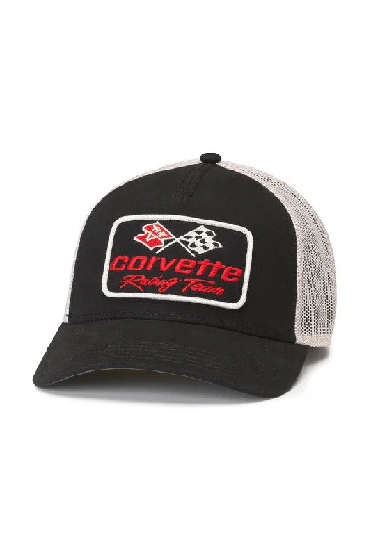 American Needle Corvette Twill Valin Patch Hat in Ivory Black