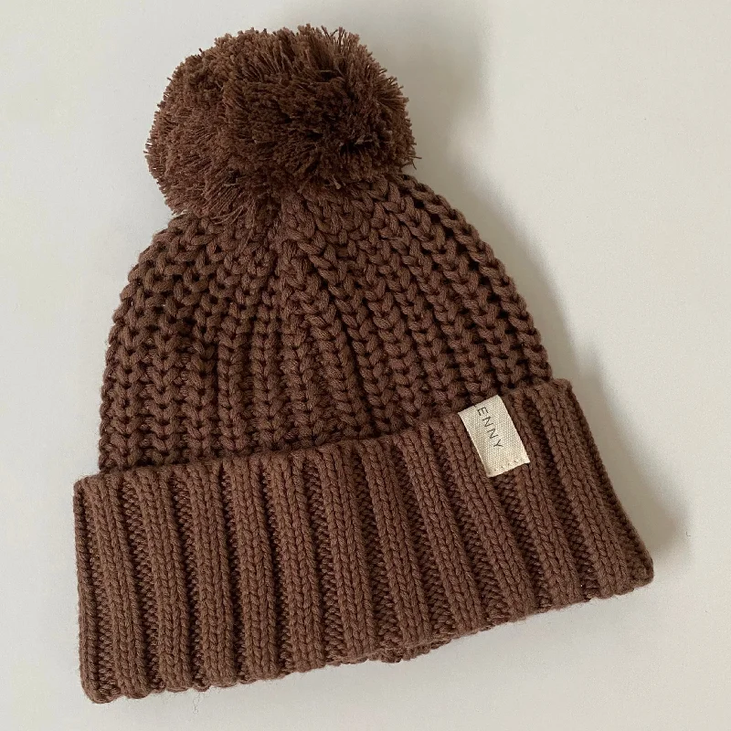 Cosy Knit Beanie - Chocolate