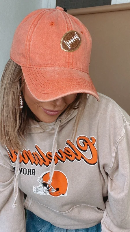 Football Patch Ball Cap, Orange