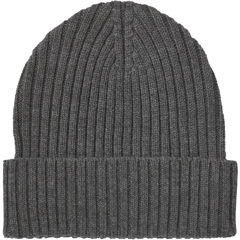 FUB Grey Melange Rib Beanie