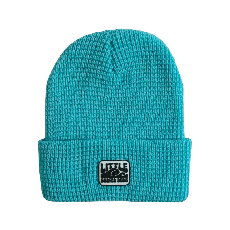 Light Blue Waffle Little Surfer Dude Beanie