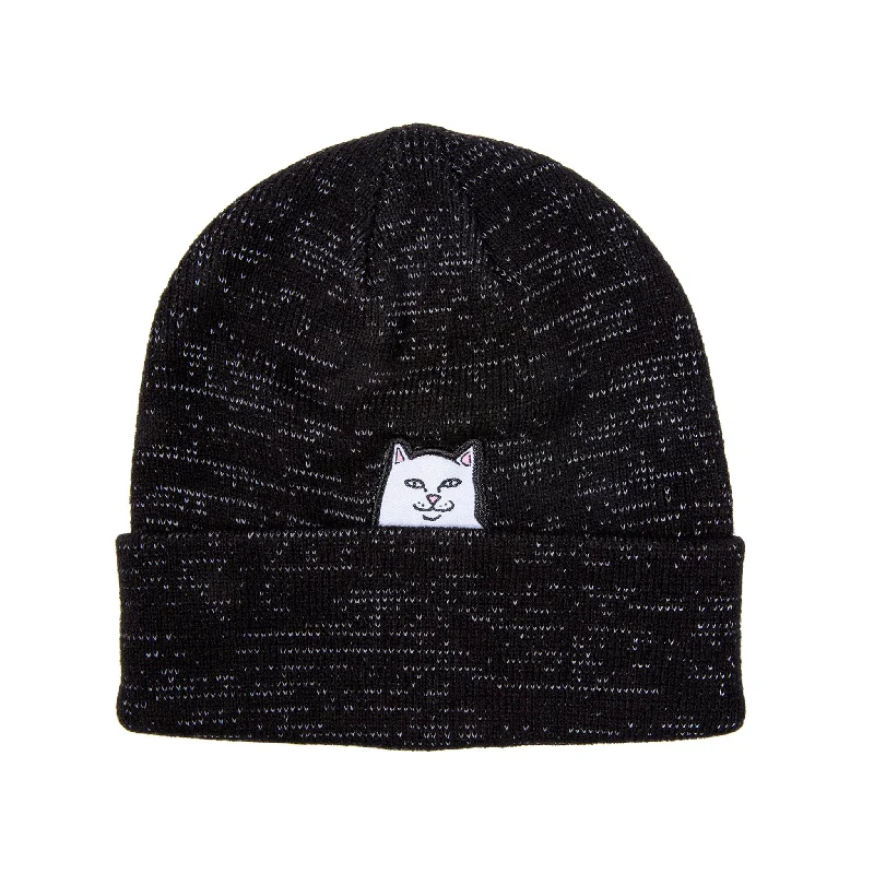 Lord Nermal Ribbed Beanie (Black Reflective Yarn)