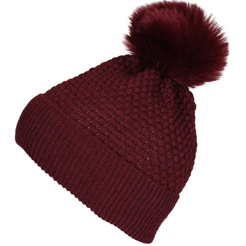 MP Chunky Oslo Beanie W. Fox Fur Wine Red 97501-1451