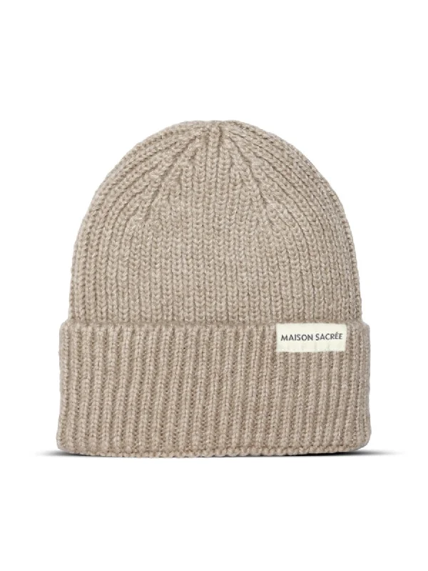 MS Wool Blend Beige Knit Beanie