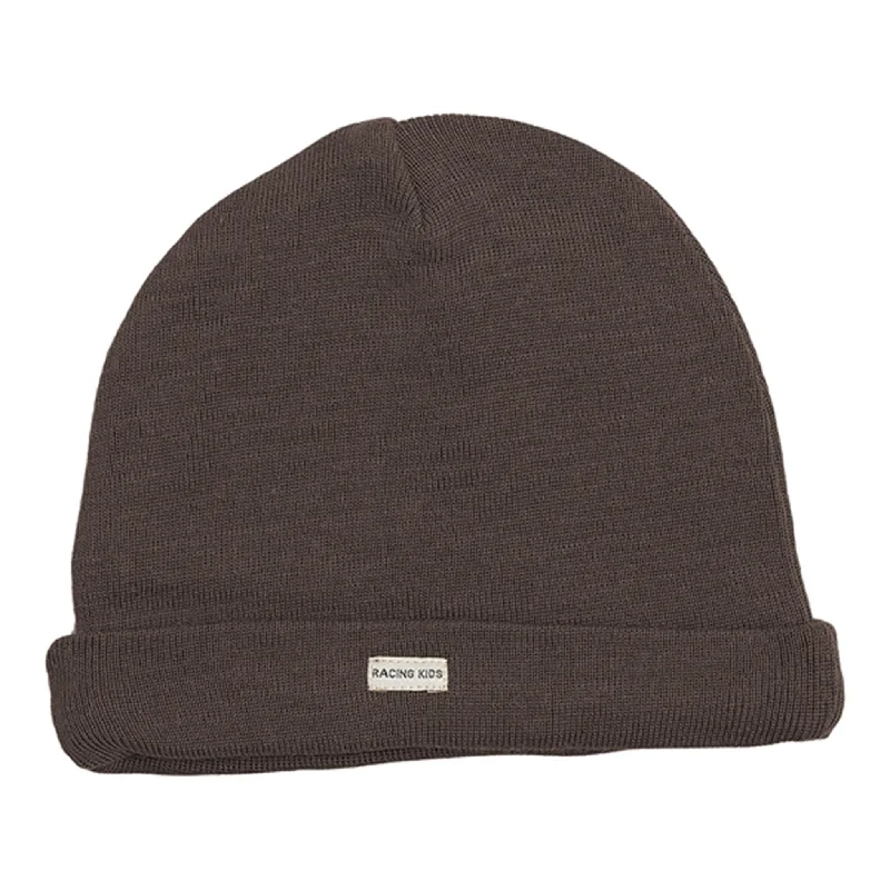 Racing Kids Beanie Wool/Cotton 2-layered Chocolate Brown