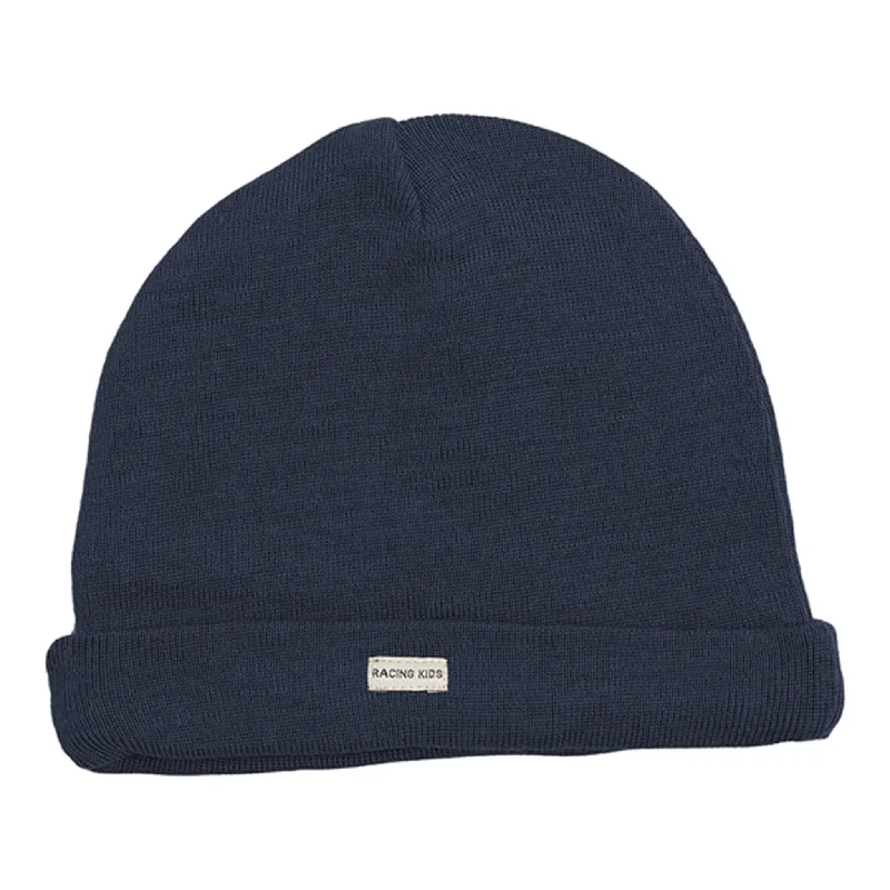 Racing Kids Beanie Wool/Cotton 2-layered Navy