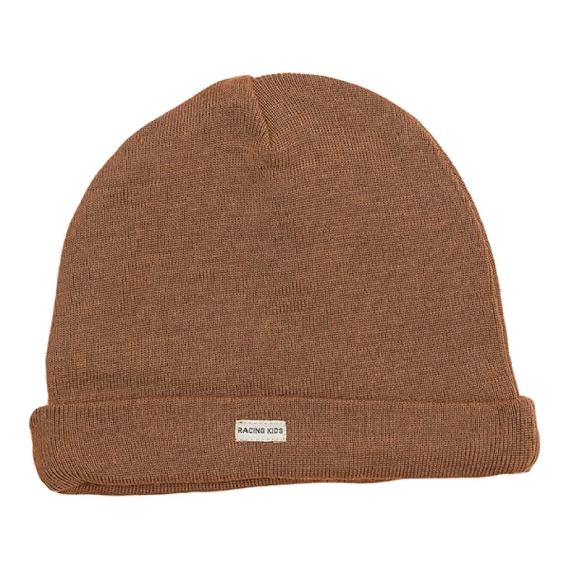 Racing Kids Beanie Wool/Cotton 2-layered Walnut