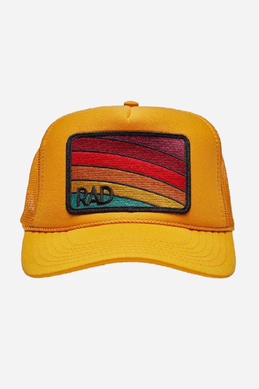 Friday Feelin Rad Trucker Hat in Gold