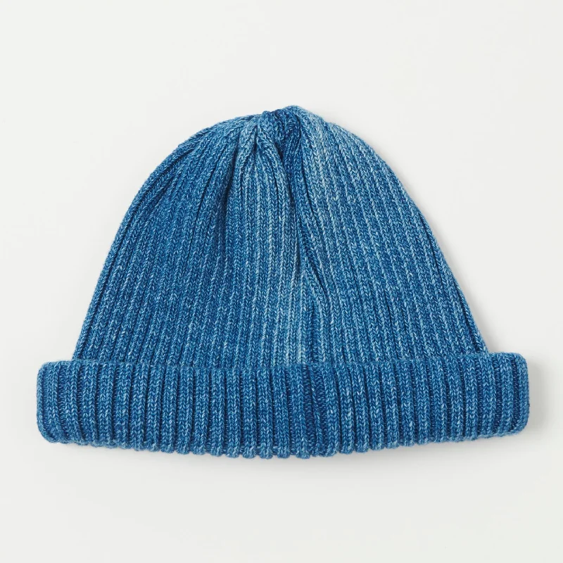 RoToTo Cotton Roll Up Beanie - Light Indigo