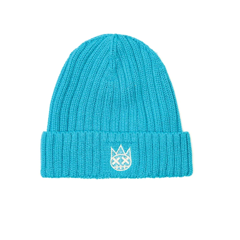 SHIMUCHAN LOGO KNIT HAT IN ELECTRIC BLUE