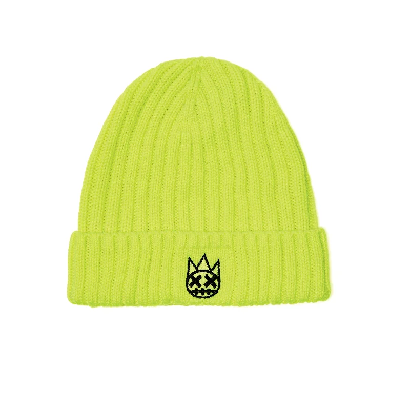 SHIMUCHAN LOGO KNIT HAT IN NEON YELLOW