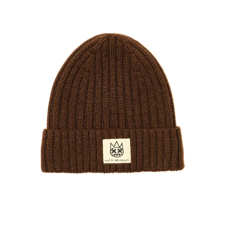 SHIMUCHAN LOGO KNIT HAT IN VINTAGE BROWN