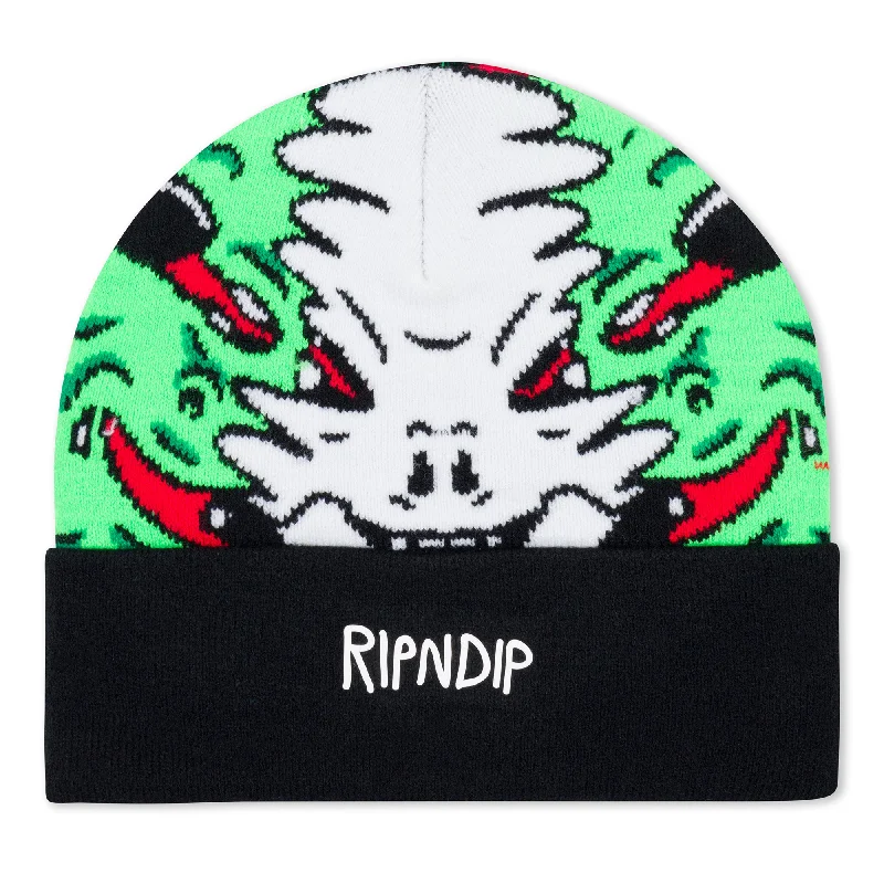 Skull Face Knit Beanie (Black)