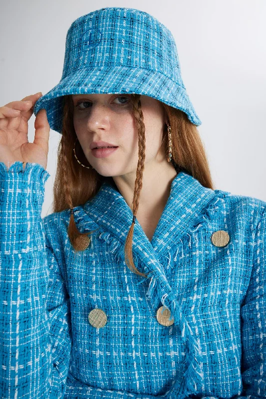 Tweed Bucket Hat Blue