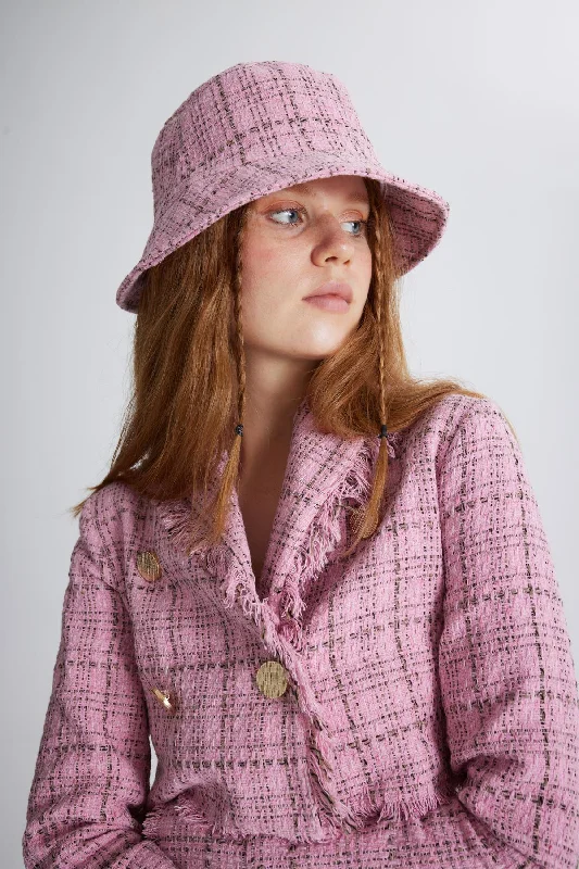 Tweed Bucket Hat Pink