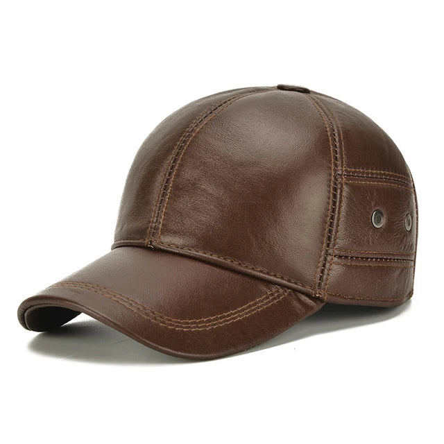 Bronze Aura Cowhide Leather Baseball Cap - Fushia