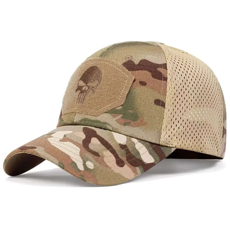 Camo Skull Patch Trucker Hat - Fushia