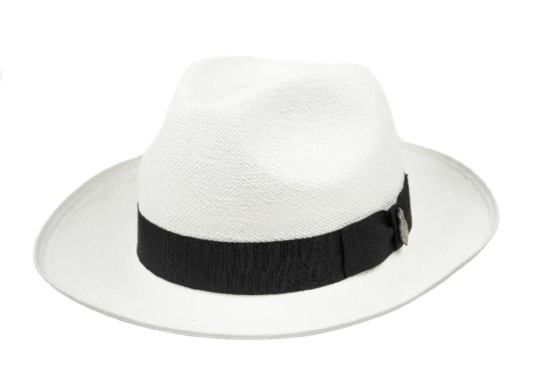 Classic Preset Panama Hat With Black Band & Cream Binding