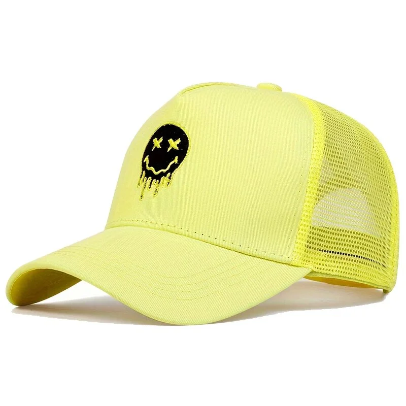 Dripping Smiley Trucker Hat - Fushia