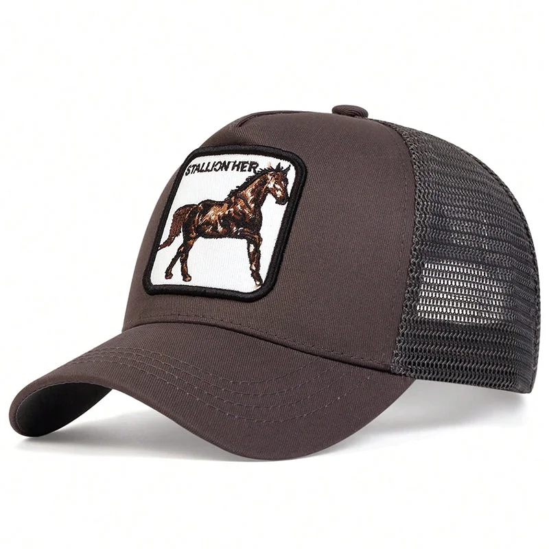 Embroidered Horse Patch Trucker Hat - Fushia