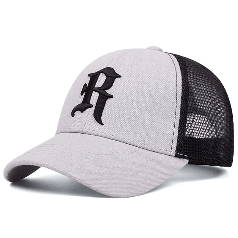 Embroidered Letter R Trucker Hat - Fushia