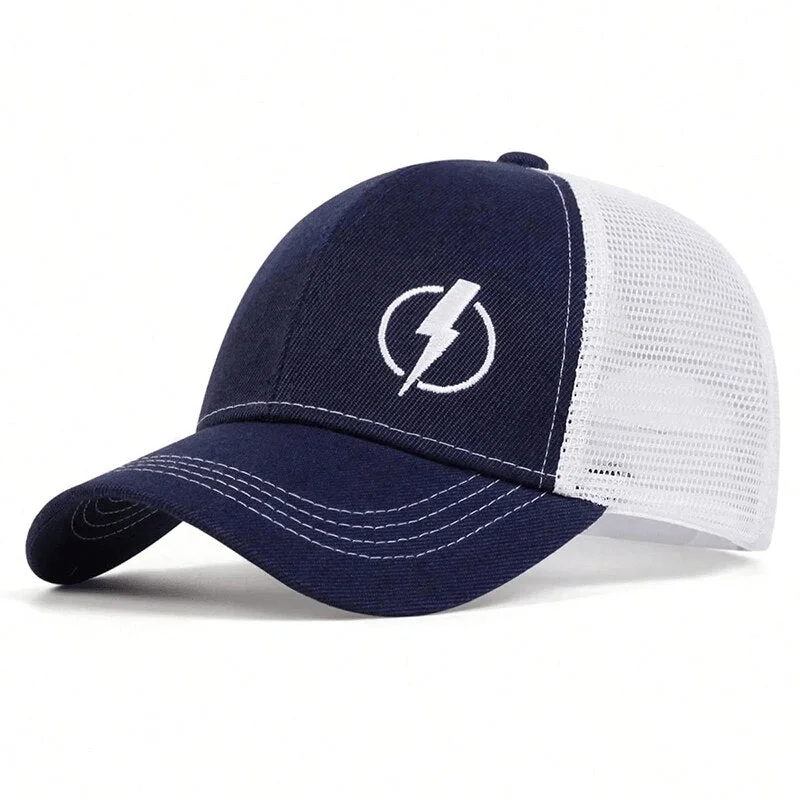 Embroidered Lightning Bolt Trucker Hat - Fushia