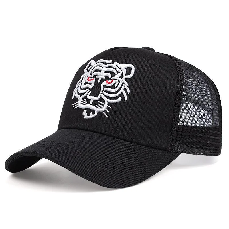 Embroidered Tiger Trucker Hat - Fushia™