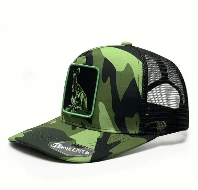 Green Kangaroo Patch Camo Trucker - Fushia