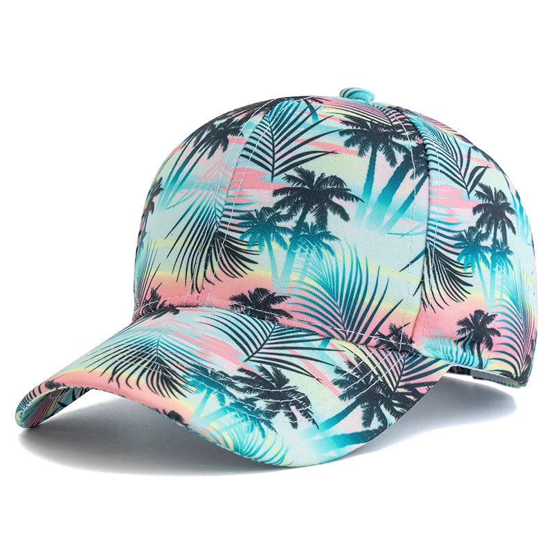 Paradise Print Baseball Cap  - Fushia