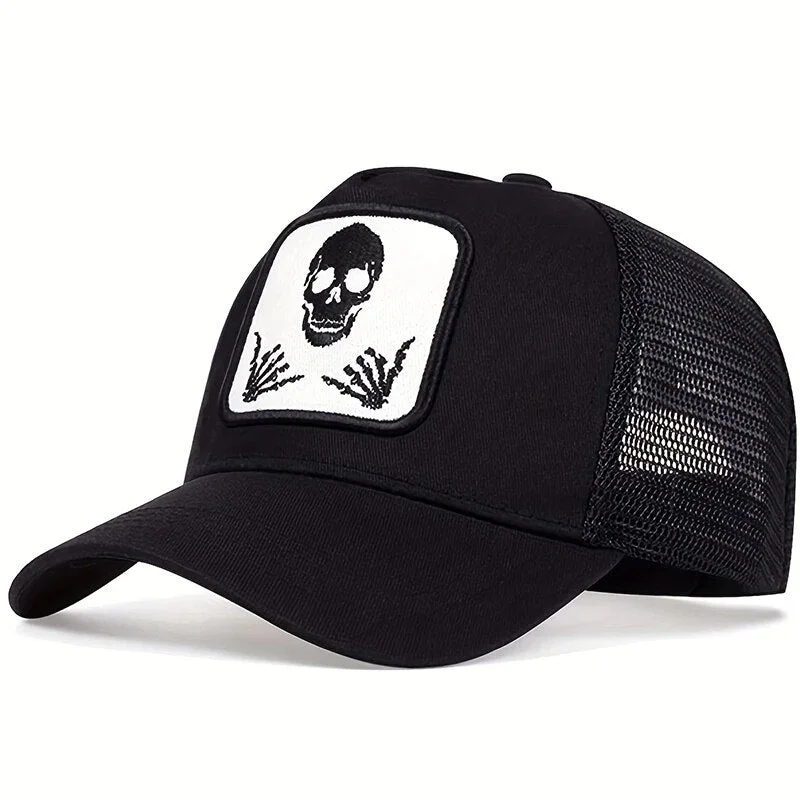 Rock Star Skull Patch Trucker Hat - Fushia