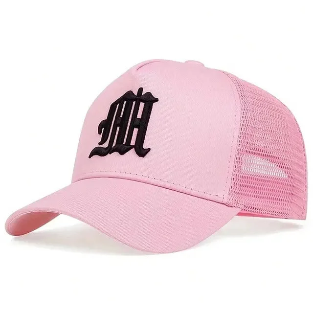 Sleek Embroidered M Trucker Hat - Fushia