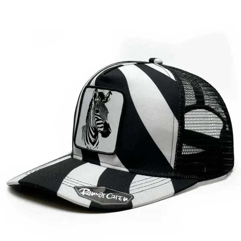 Striped Zebra Patch Trucker Hat - Fushia