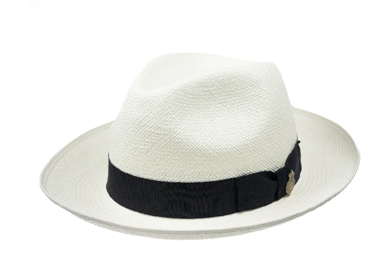 Superfine Preset Panama Hat With Navy Band & Cream Binding