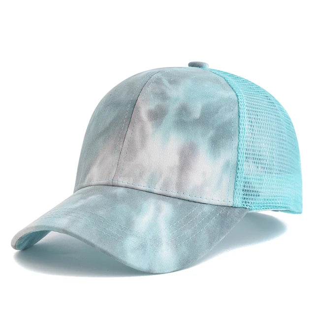 Vibrant Tie-Dye Ponytail Baseball Trucker Hat - Fushia™