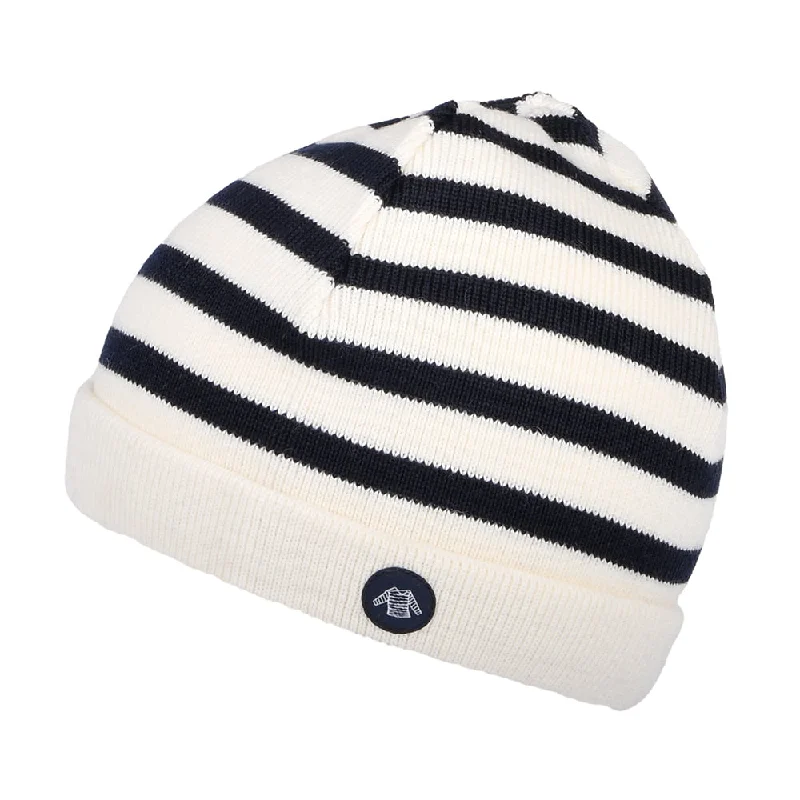 Armor Lux Kids Lannion Striped Beanie Hat - Natural-Navy