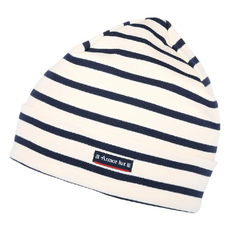 Armor Lux Treguier Cotton Interlock Striped Beanie - Natural-Navy