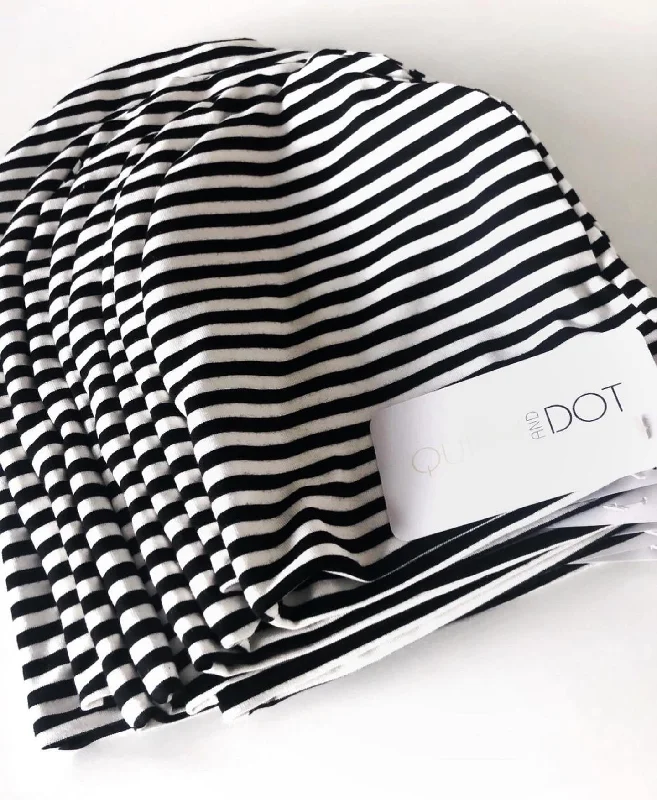 Black & White Striped Slouchy Beanie