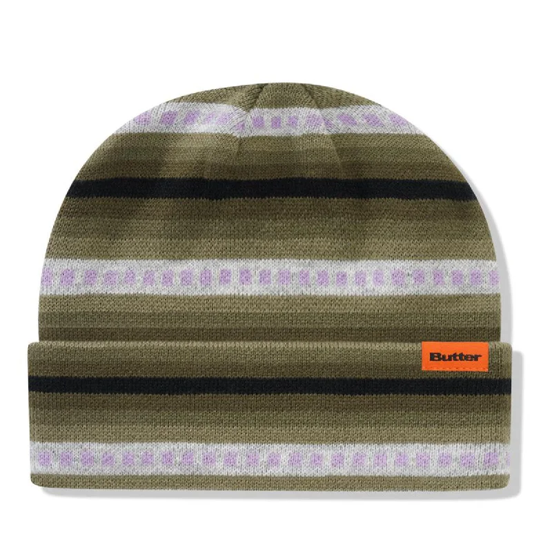 Butter Goods - Linear Cuff Beanie Army/Purple