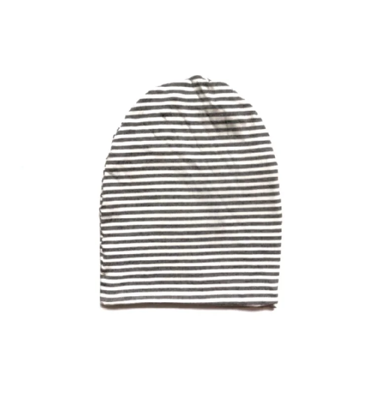 Grey Striped Slouchy Beanie