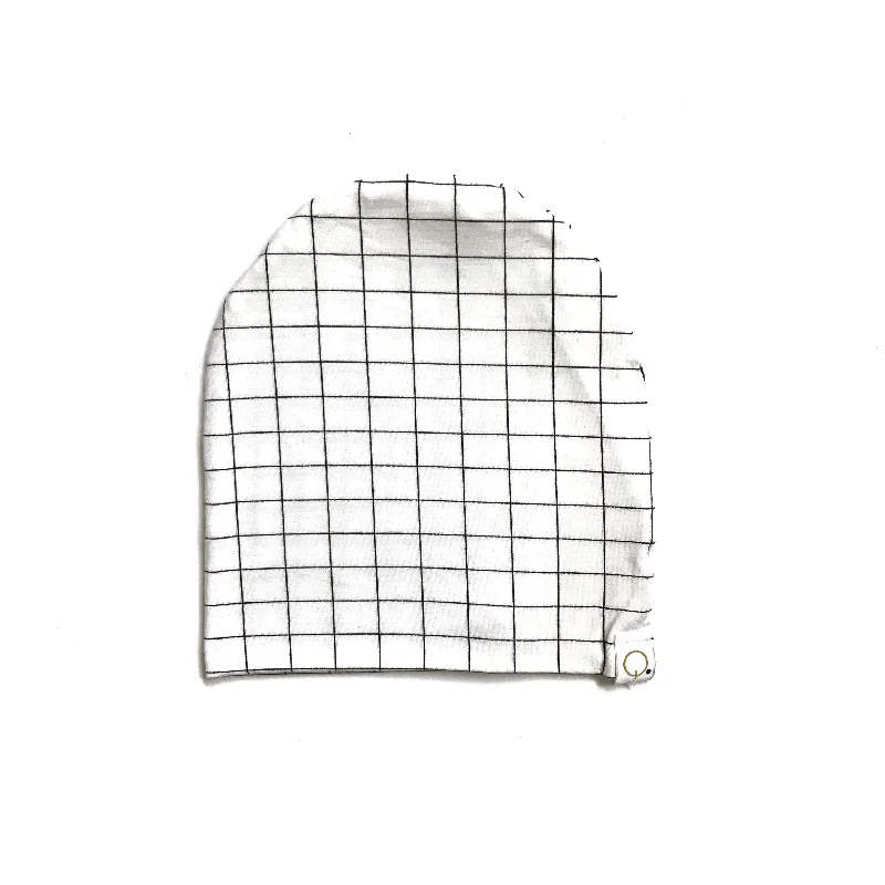 White Grid Slouchy Beanie