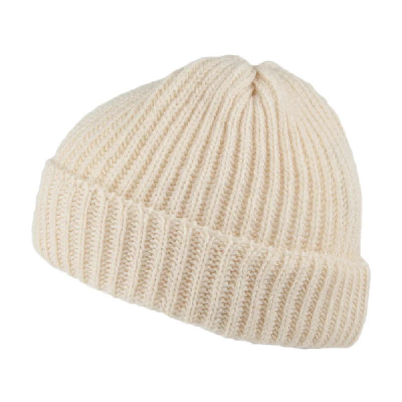 Highland 2000 Merino Wool Short Fisherman Beanie Hat - Natural