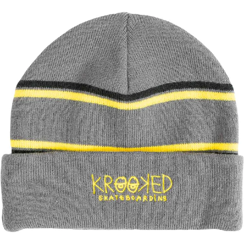 Krooked - Krooked Eyes Cuff Beanie Charcoal/Yellow/Black