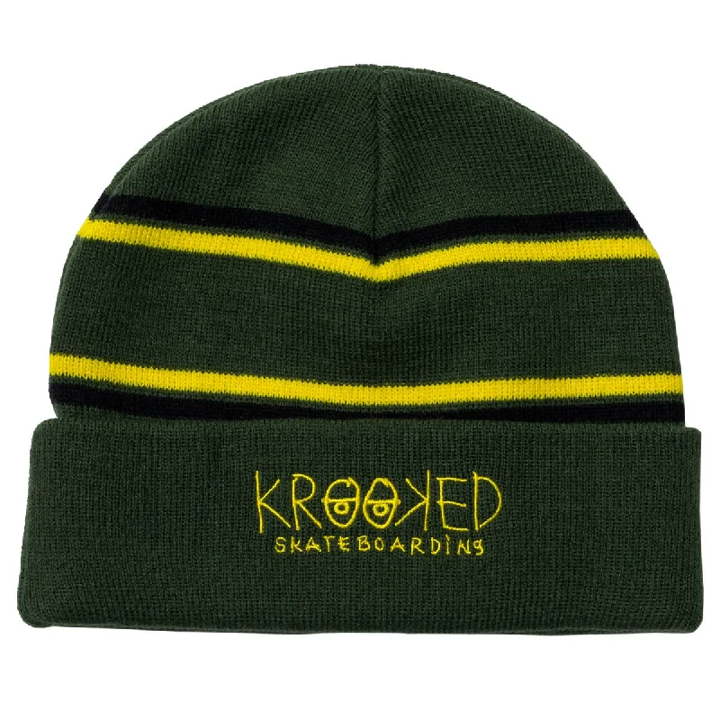 Krooked - Krooked Eyes Cuff Beanie Dark Green/Black/Yellow