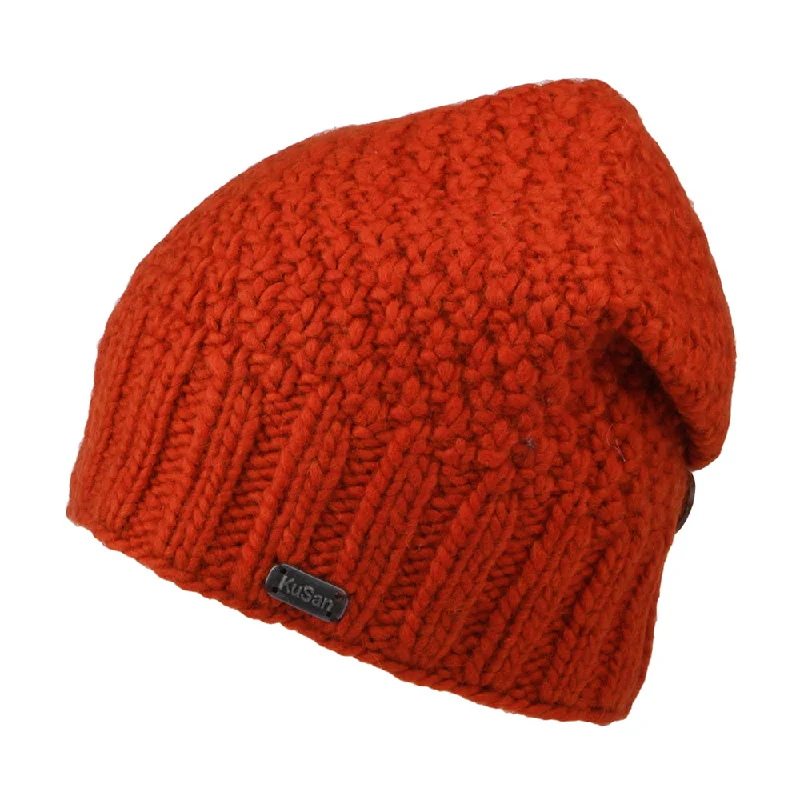 Kusan Button Down Beanie Hat - Burnt Orange