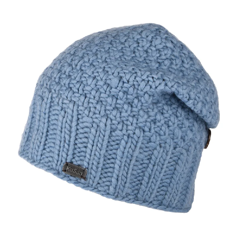 Kusan Button Down Beanie Hat - Sky Blue