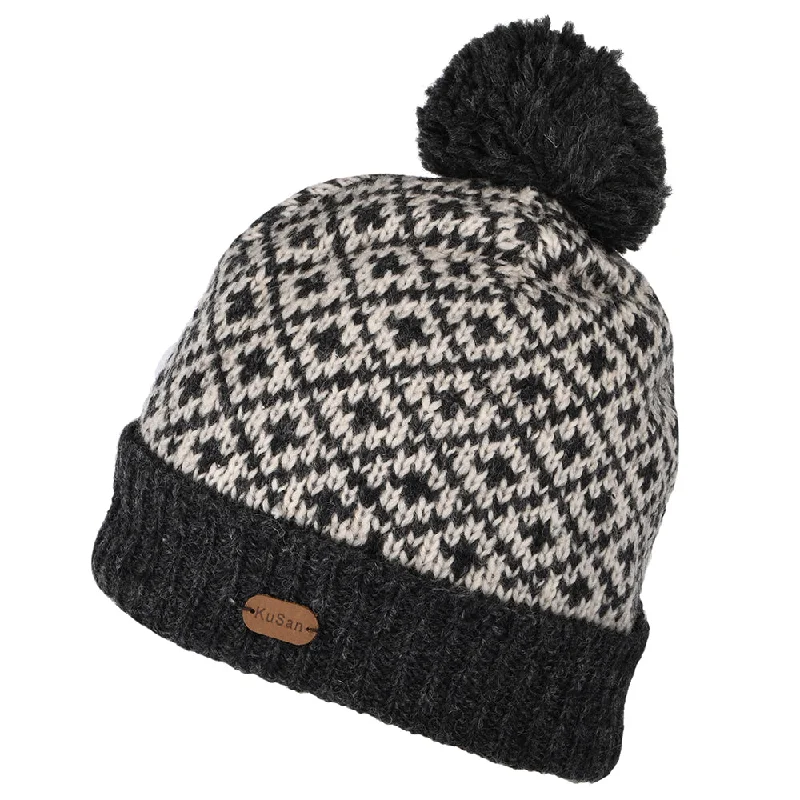 Kusan Fleur de Lis Bobble Hat - Charcoal