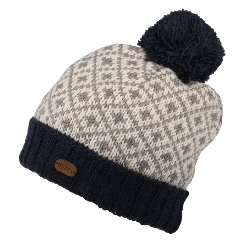 Kusan Fleur de Lis Bobble Hat - Navy Blue